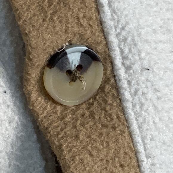 DR Essentials Mens L Ivory Tan Fleece Varsity Letter Cardigan Sweater College - Picture 4 of 10